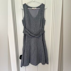 Boden: Blue Cotton Linen Mix Sleeveless Dress: Size US 8 Regular